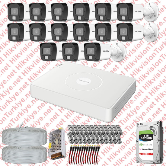 Hikvision 15 Kameralı Colorvu Hibrit Güvenlik Kamerası